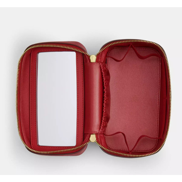 Coach CCI84 Cosmetic Case In Maxi Signature Canvas, Walnut/True Red - Picture 7 of 9